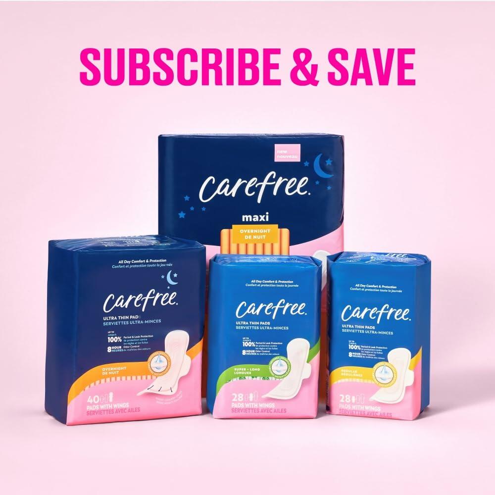 Carefree Ultra Thin Overnight Pads with Wings 40ct