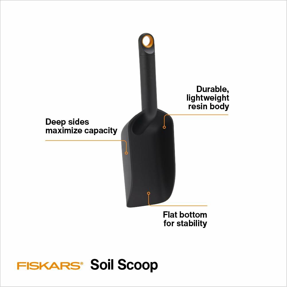 Fiskars Soil Scoop Garden Tool 1.5 Cups Recycled Plastic Potting Transplanting
