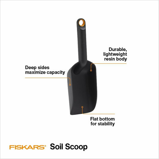 Fiskars Soil Scoop Garden Tool 1.5 Cups Recycled Plastic Potting Transplanting