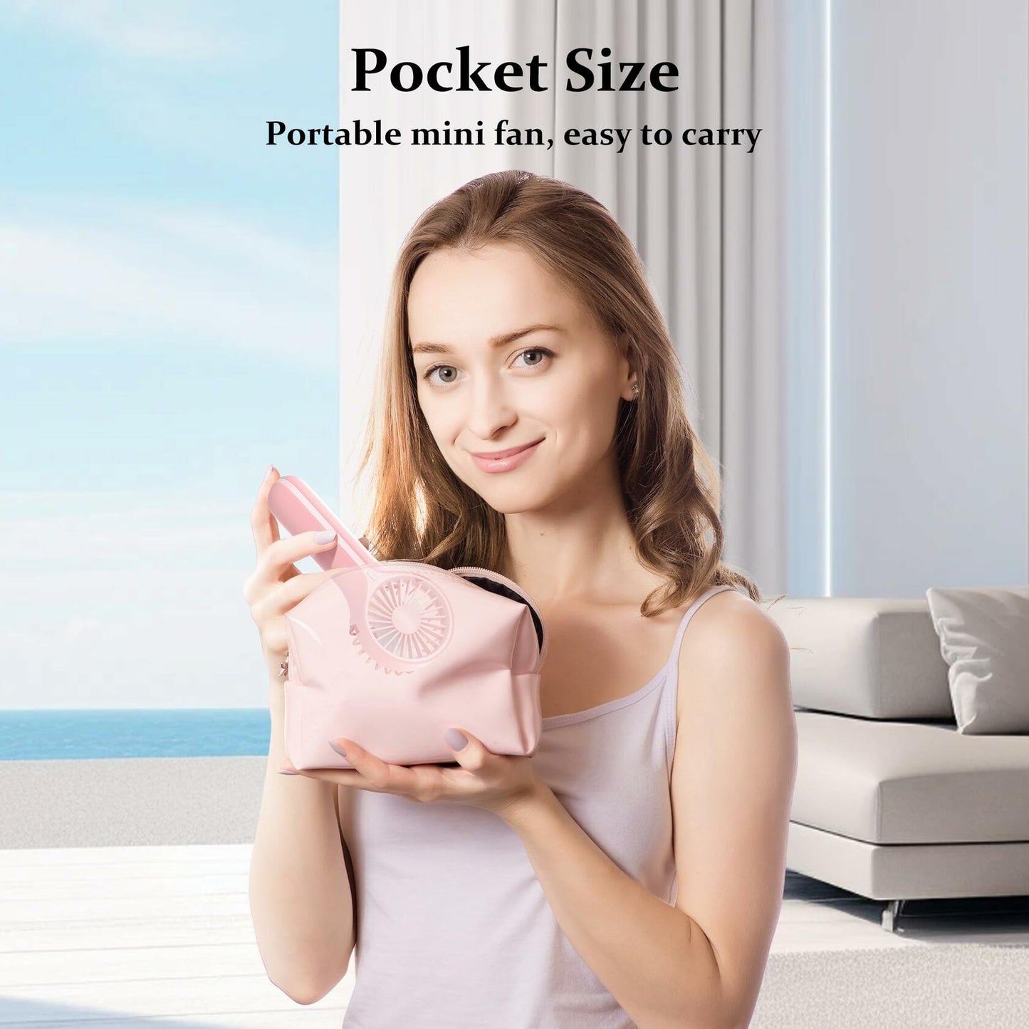 BDXXJ Pink Mini Handheld Fan USB Rechargeable with Base Portable