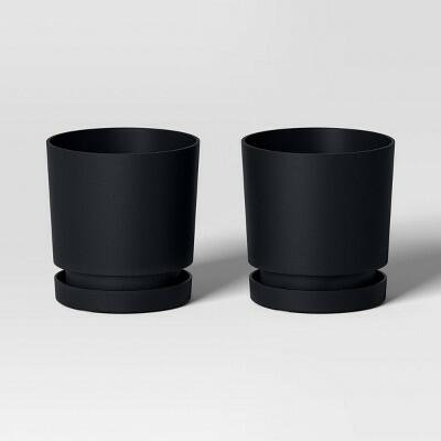 [Like New] Room Essentials™ 2pc Recycled Resin Planter Pots Black 4x4x4 Indoor Outdoor