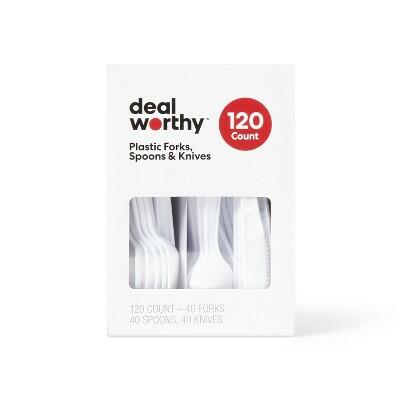 Dealworthy Plastic Forks Spoons Knives 120ct White Disposable Cutlery