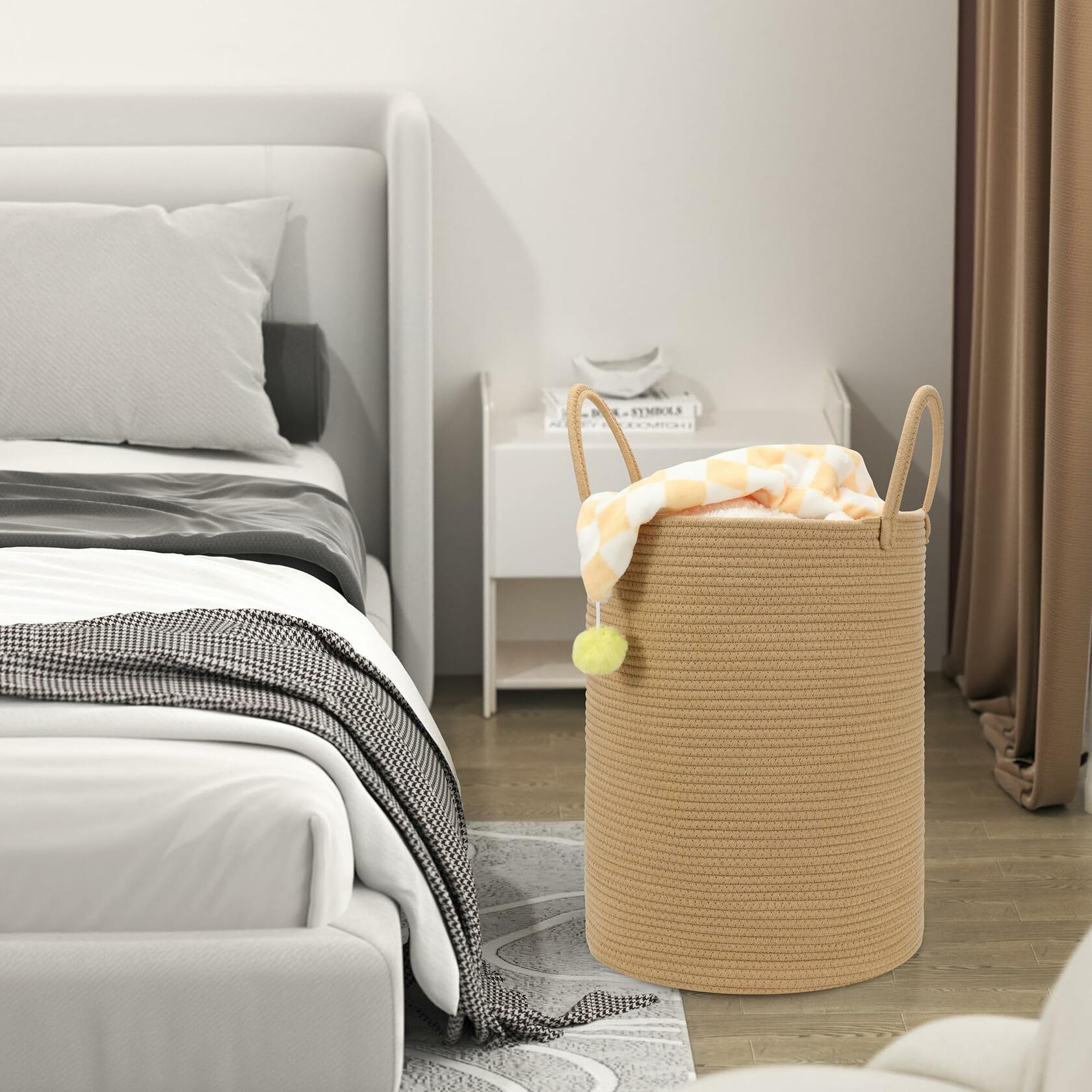 [Like New] Eblog 58L Cotton Rope Laundry Basket 20x15 Brown Woven Storage Basket