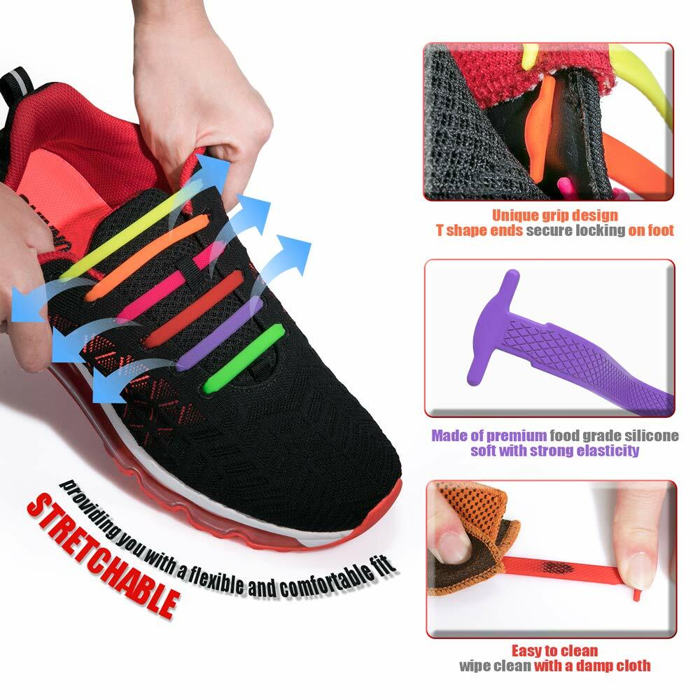 HOMAR No Tie Shoelaces Stretch Silicone Elastic Unisex Shoe Laces
