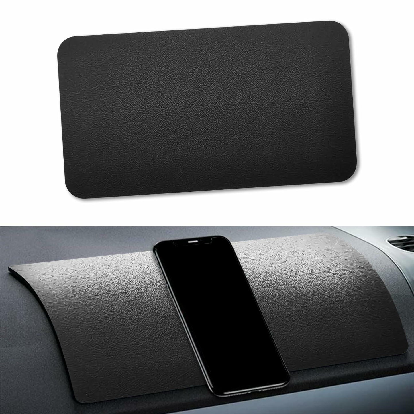 Tobenbone Car Dashboard Anti-Slip Rubber Mat 10.6x5.9 Black Grid