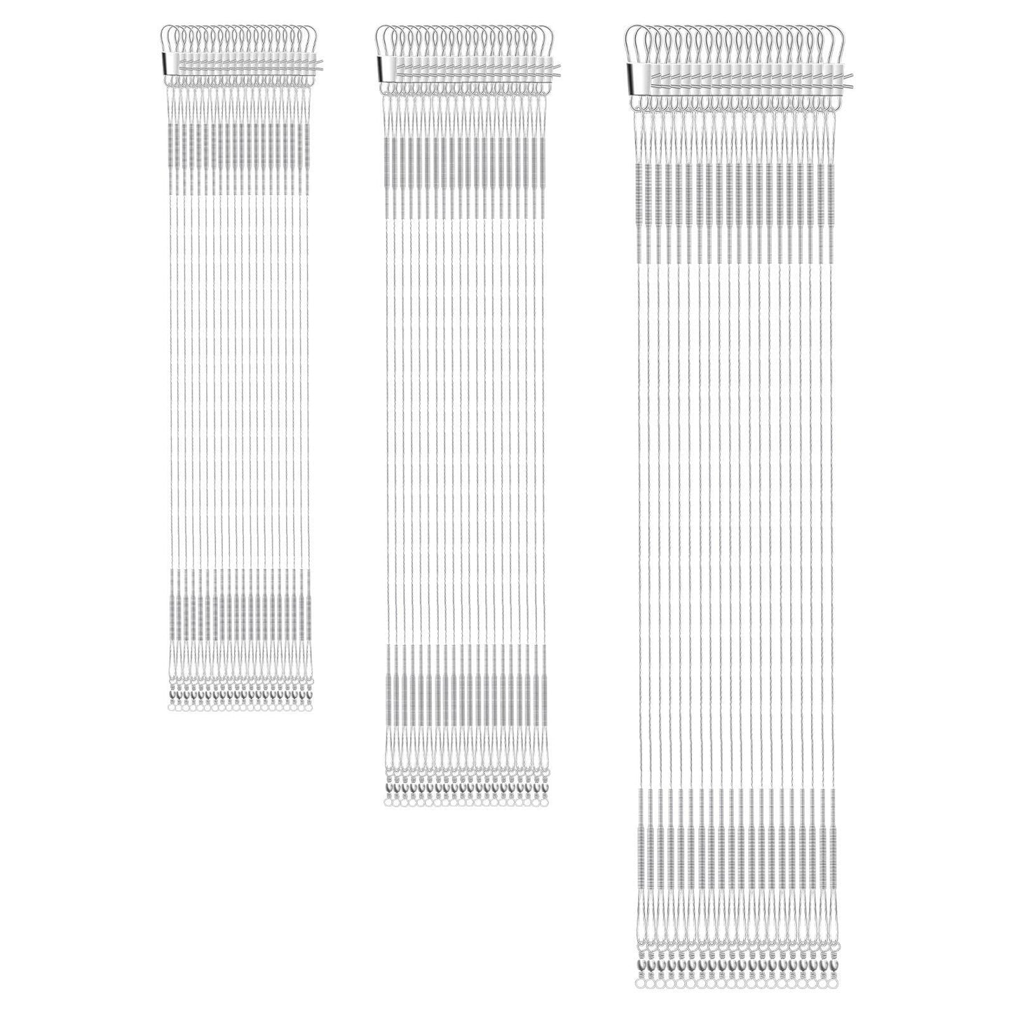 KINBOM Fishing Leaders 60pcs Steel Wire Line w/ Swivel Buckles Silver