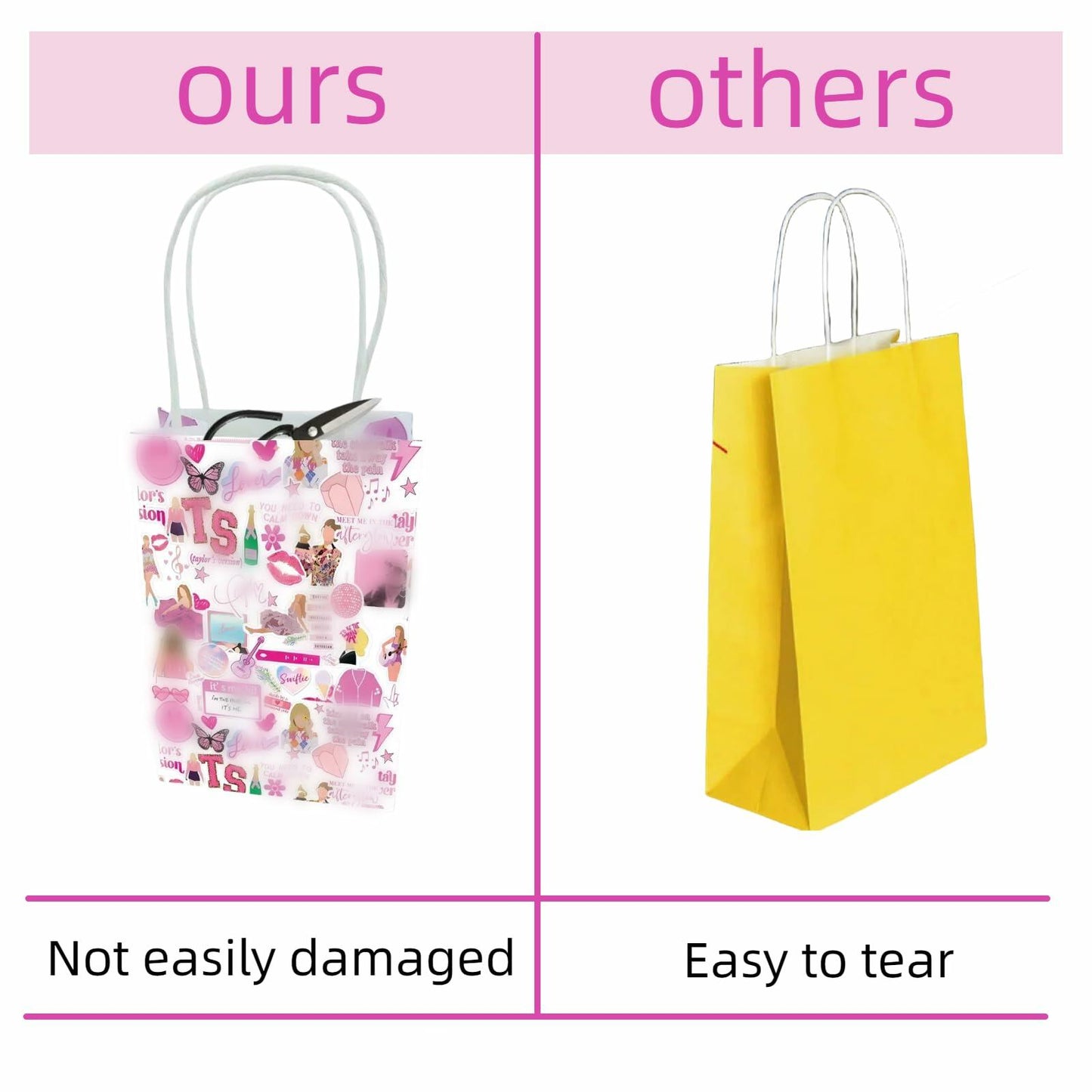 Kakbpe 10 Pcs Kraft Cartoon Party Gift Bags with Handle Pop Music Star Color