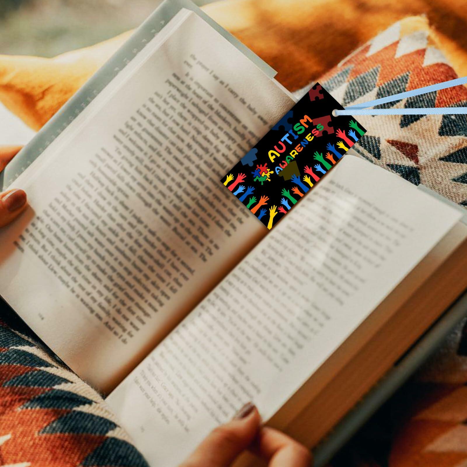 HUGAUTISM 180 Pcs Autism Awareness Calming Sensory Bookmarks Multicolor