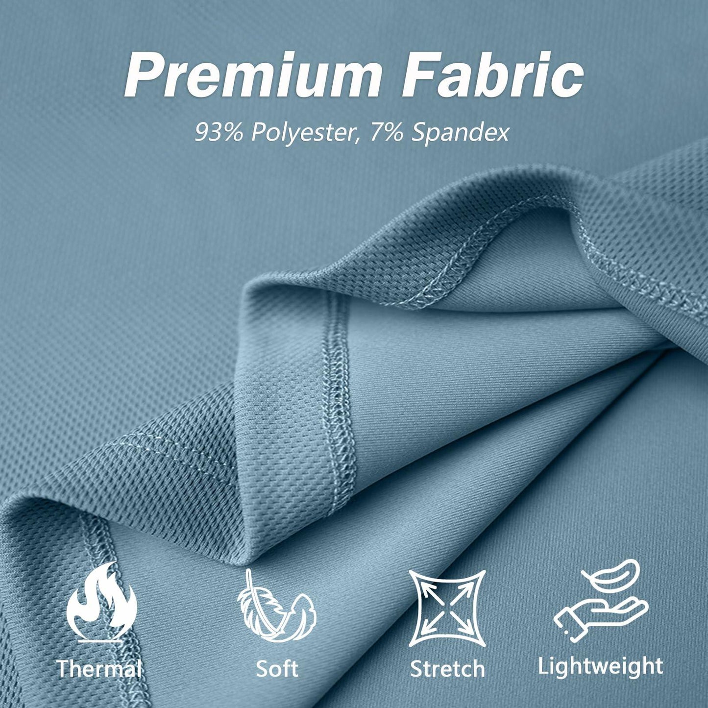 Corna Men's Quarter Zip Fleece Sweatshirt Stand Collar Blue Grey Size 3XL