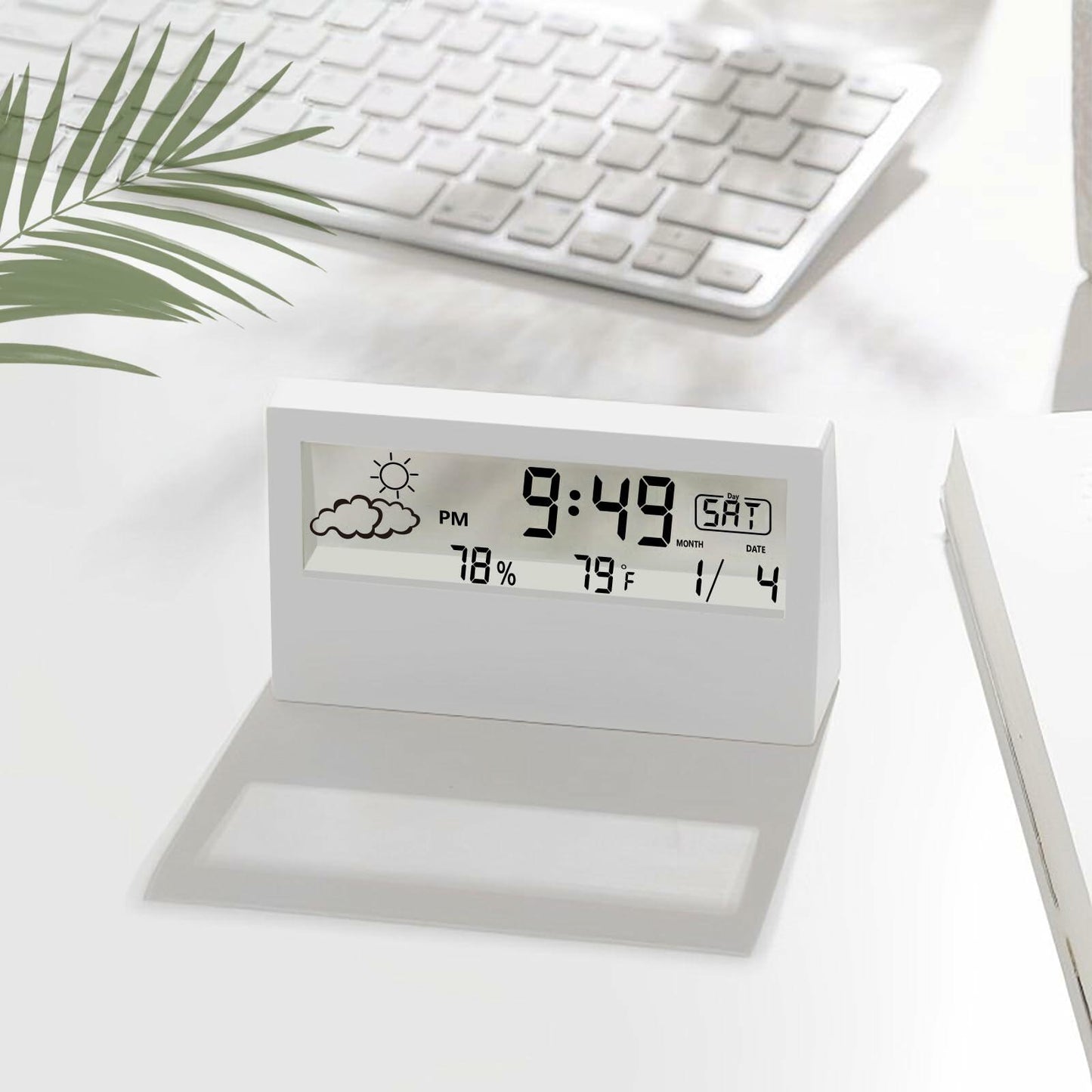 [Like New] LuxSoramia Digital Alarm Clock Transparent Modern Design White Temp Humidity