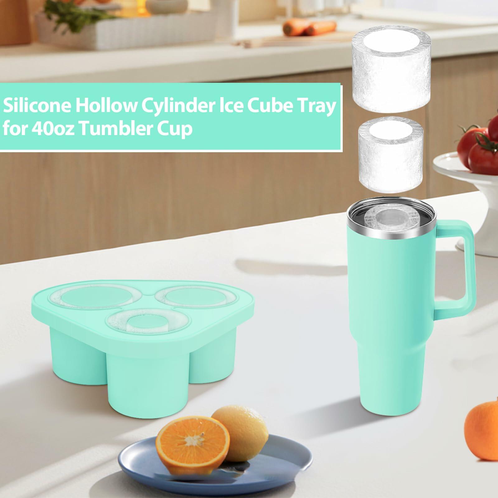 Azooken Silicone Ice Cube Tray with Lid & Bin for 30-40oz Tumbler Blue 3 Pcs