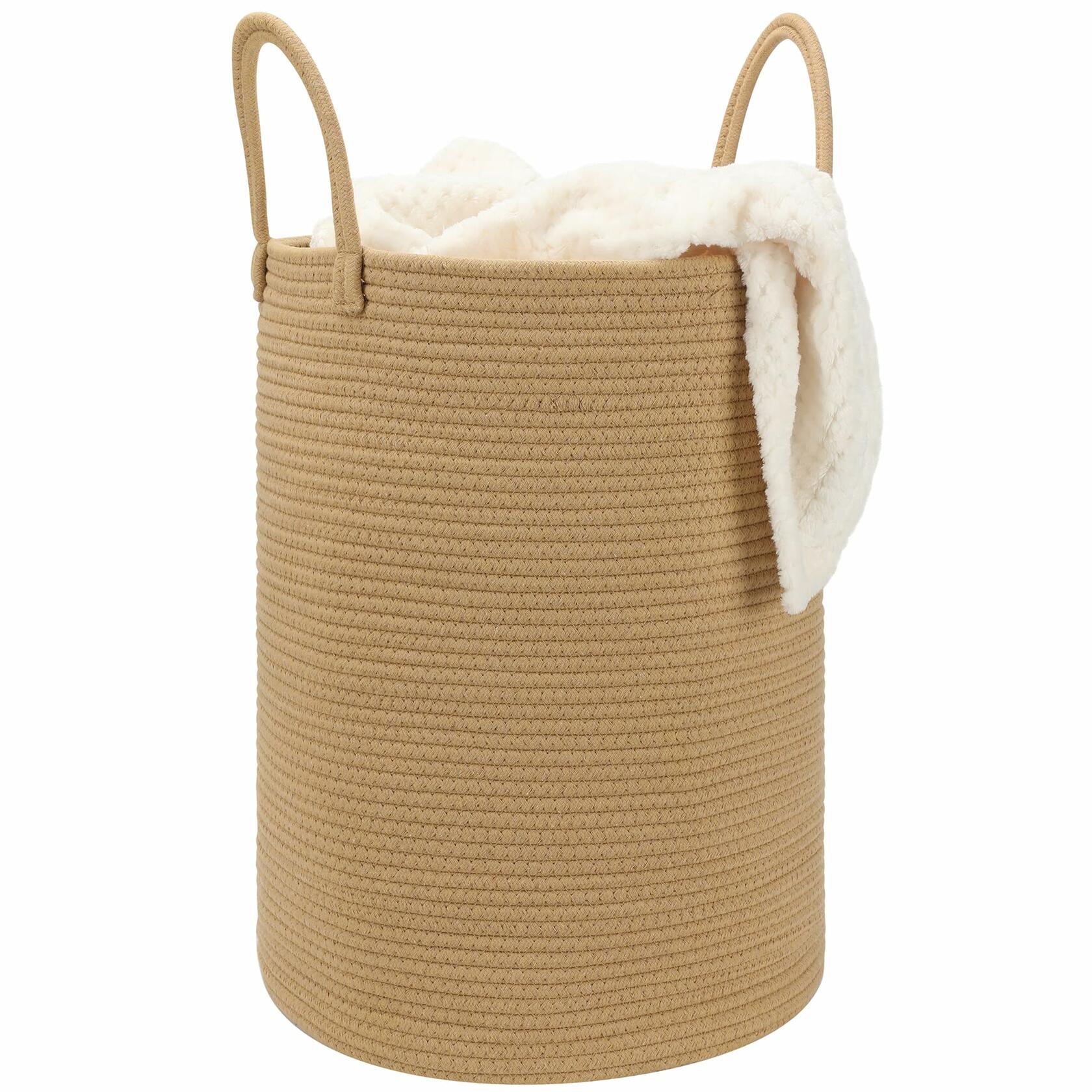 [Like New] Eblog 58L Cotton Rope Laundry Basket 20x15 Brown Woven Storage Basket