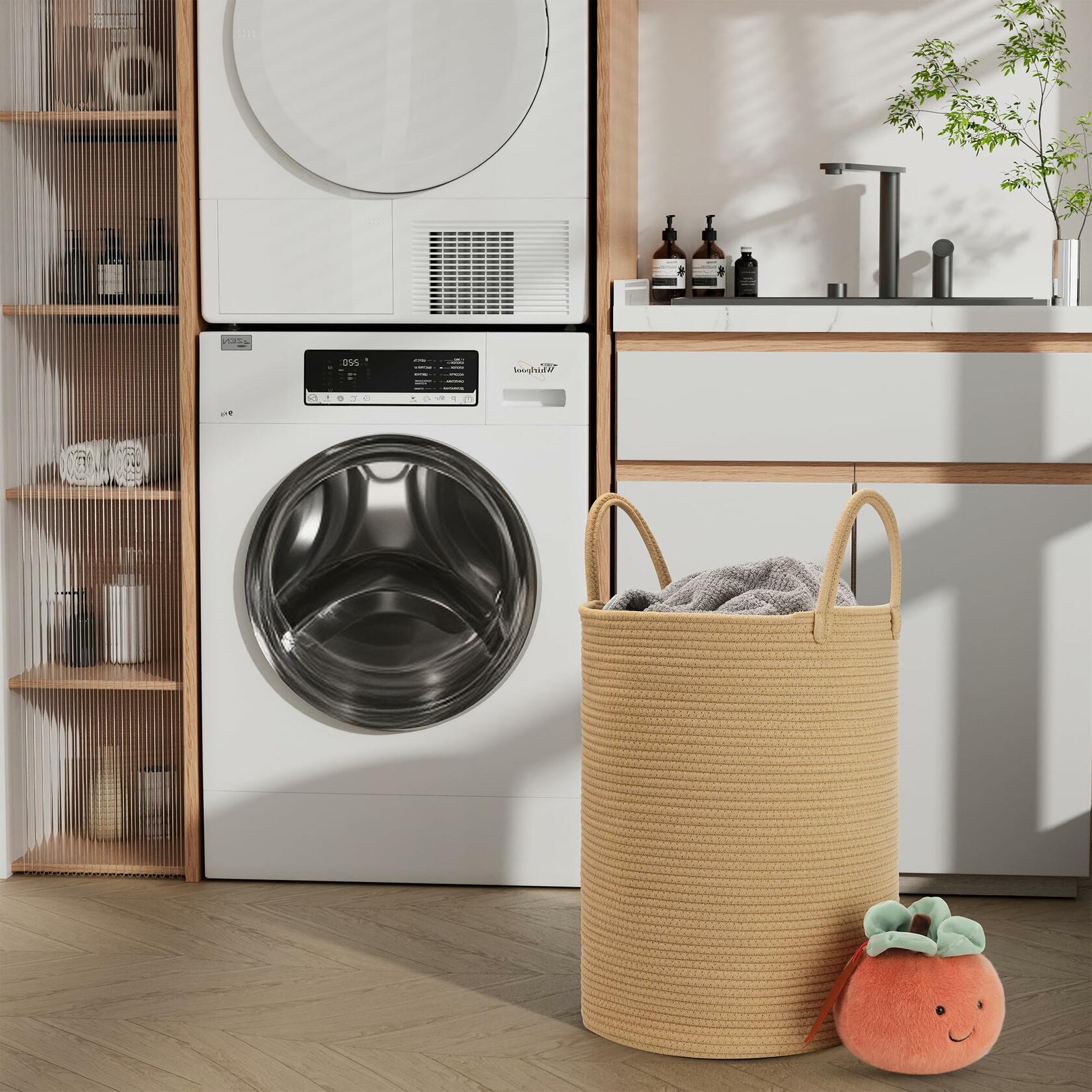 [Like New] Eblog 58L Cotton Rope Laundry Basket 20x15 Brown Woven Storage Basket