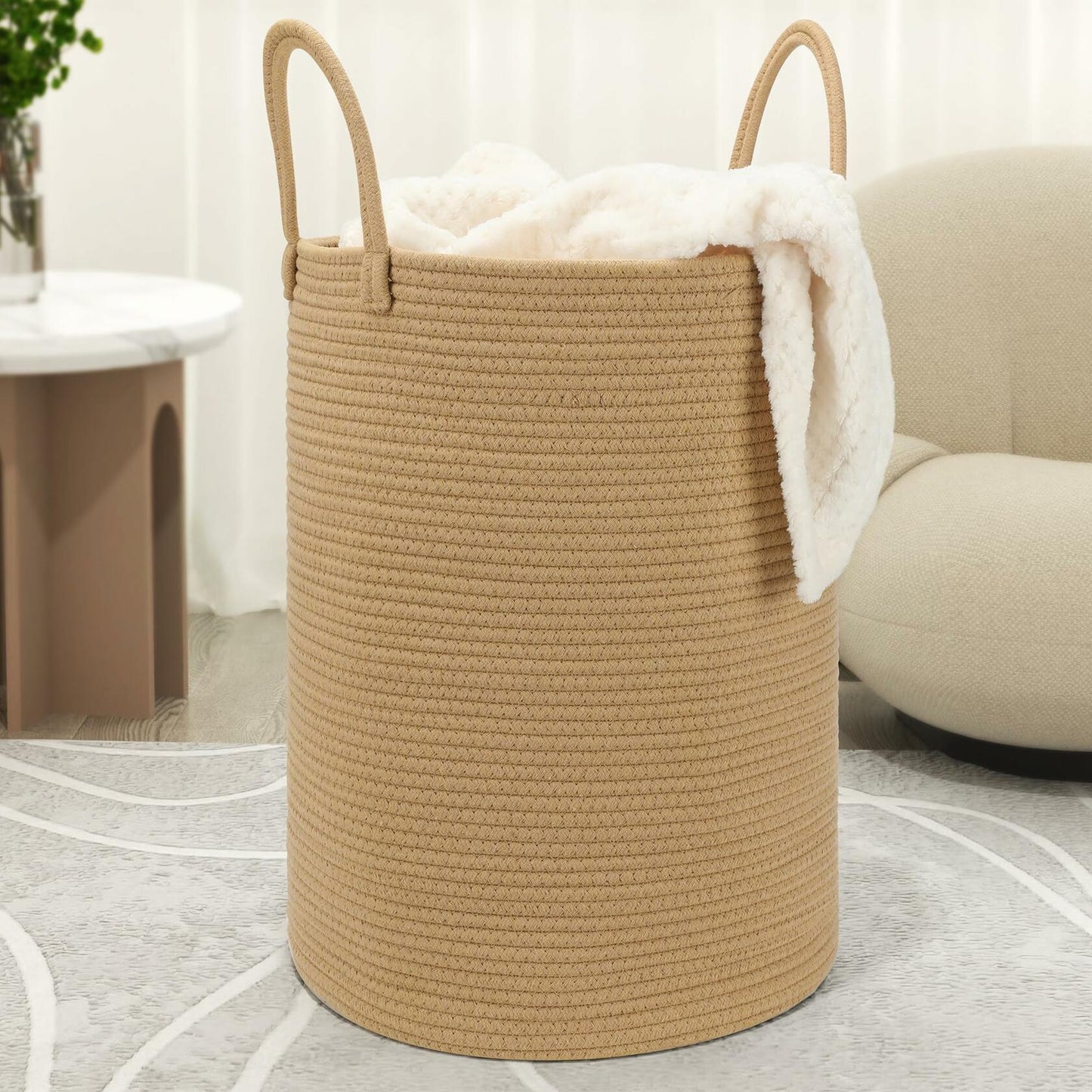 [Like New] Eblog 58L Cotton Rope Laundry Basket 20x15 Brown Woven Storage Basket