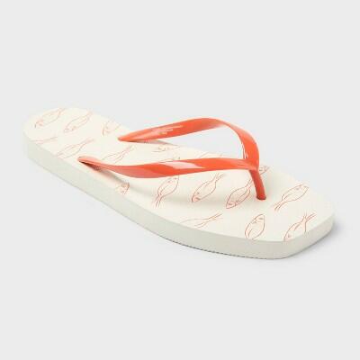 Shade & Shore Palmer Sardine Women's Square Toe Flip Flops Orange Size 11