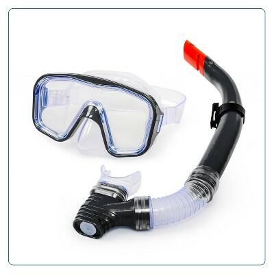 [Like New] Aqua Leisure DOMINICA Adult Snorkel Mask Combo Black PVC Latex-Free Adjustable