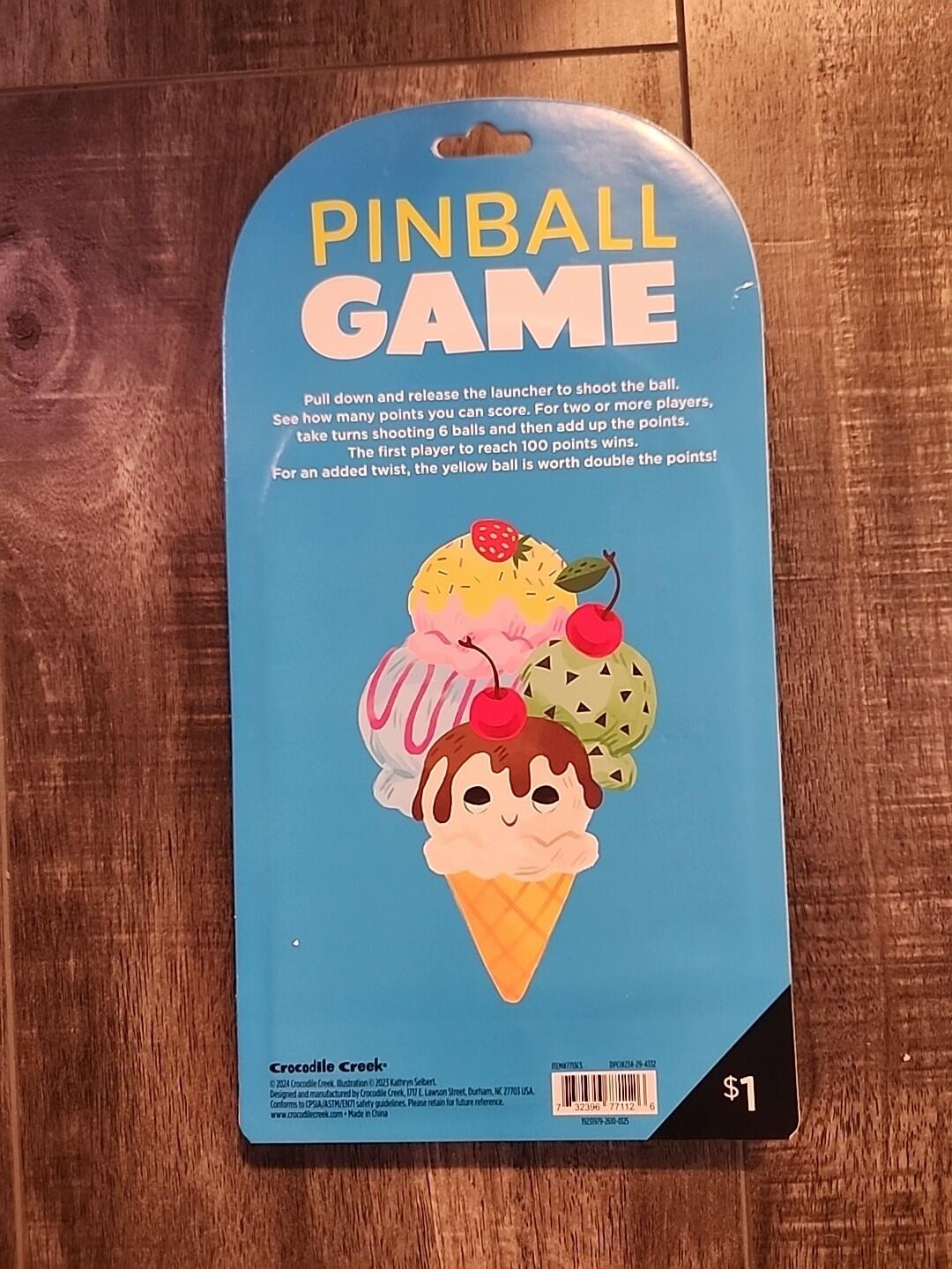 Crocodile Creek Pinball Travel Game Classic Skill Game Ages 3+ Ice Cream