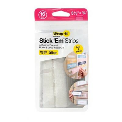 Wrap-It Stick 'Em Strips 3.5x0.75 White 16 Sets