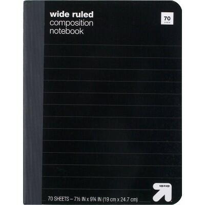 up&up Wide Ruled Black Marble Hardcover Composition Notebook 7.5x9.75 70pg