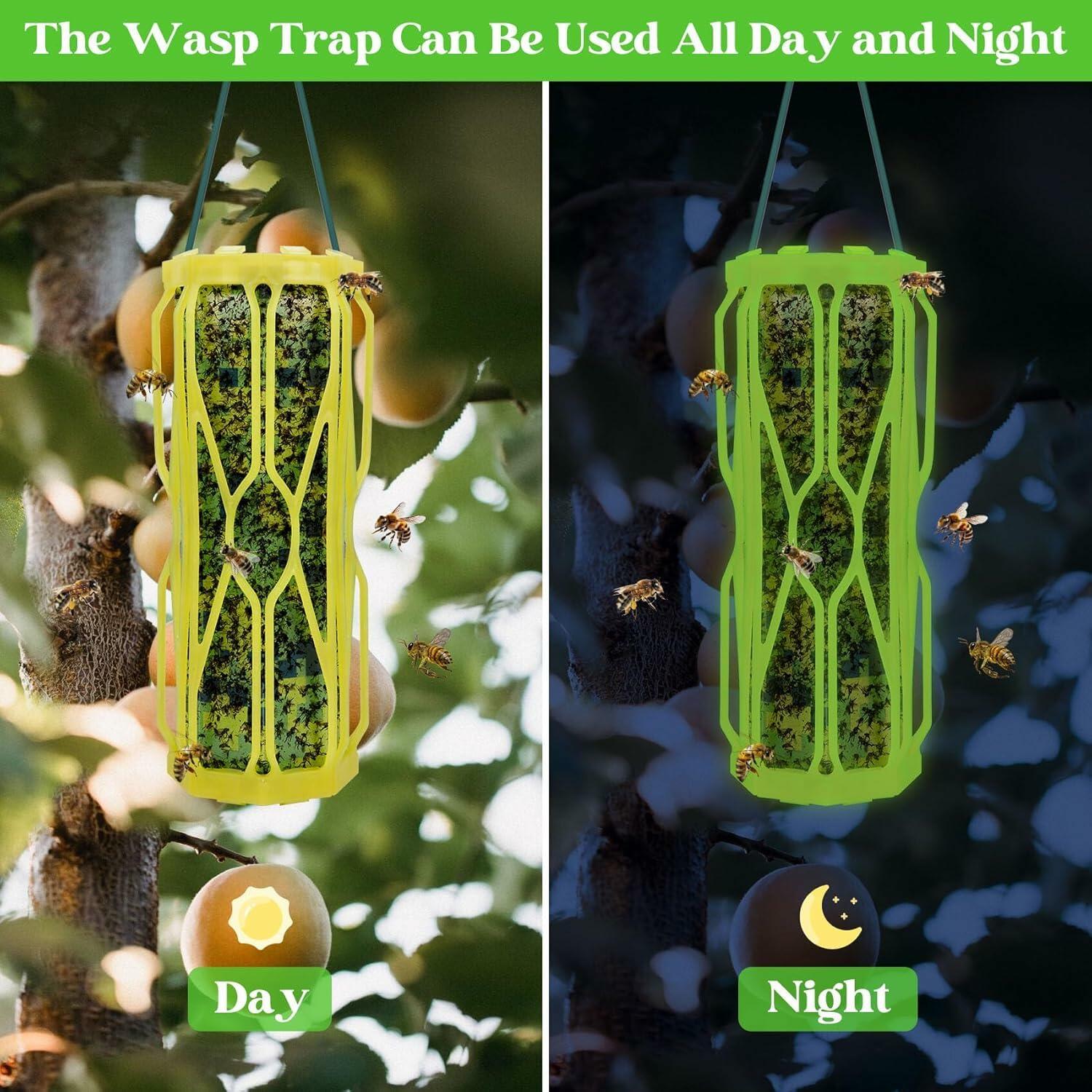 Dwcom Trap Wasp Traps Outdoor Hanging Fluorescent Green 2 Pack
