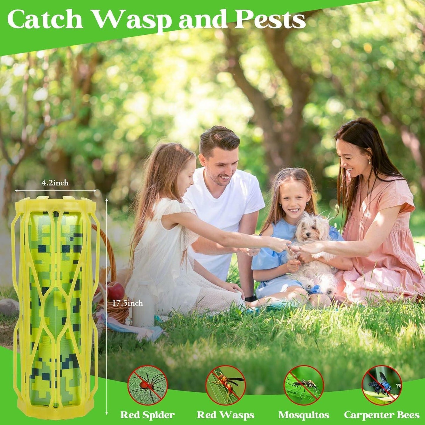 Dwcom Trap Wasp Traps Outdoor Hanging Fluorescent Green 2 Pack