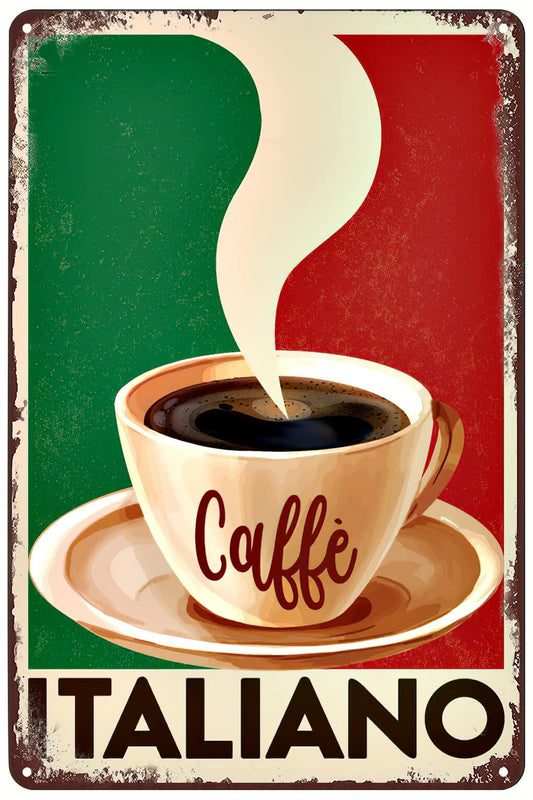 SREELEATHERS Vintage Italian Coffee Metal Sign Wall Art Multicolor 8x12 inch