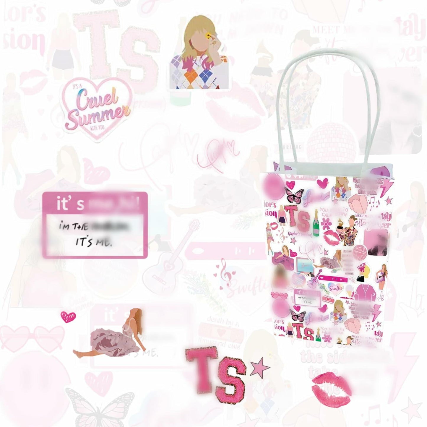 Kakbpe 10 Pcs Kraft Cartoon Party Gift Bags with Handle Pop Music Star Color