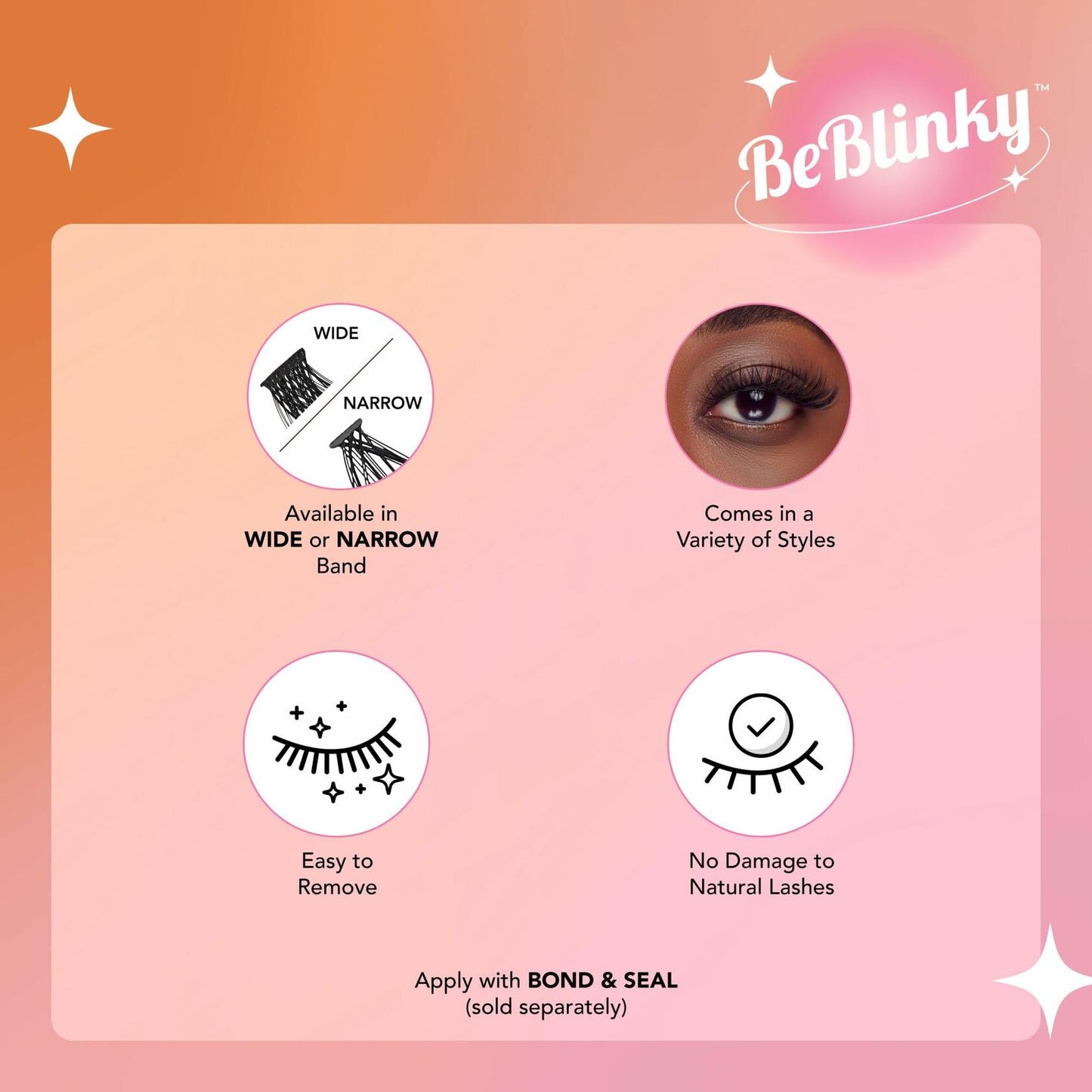 BeBlinky Lash Extension Kit 08, 9-16mm, Narrow Band, 120 Clusters Voluminous