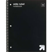 up&up Spiral Notebook 1 Subject Wide Ruled Flexible Plastic Cover 70 Pages