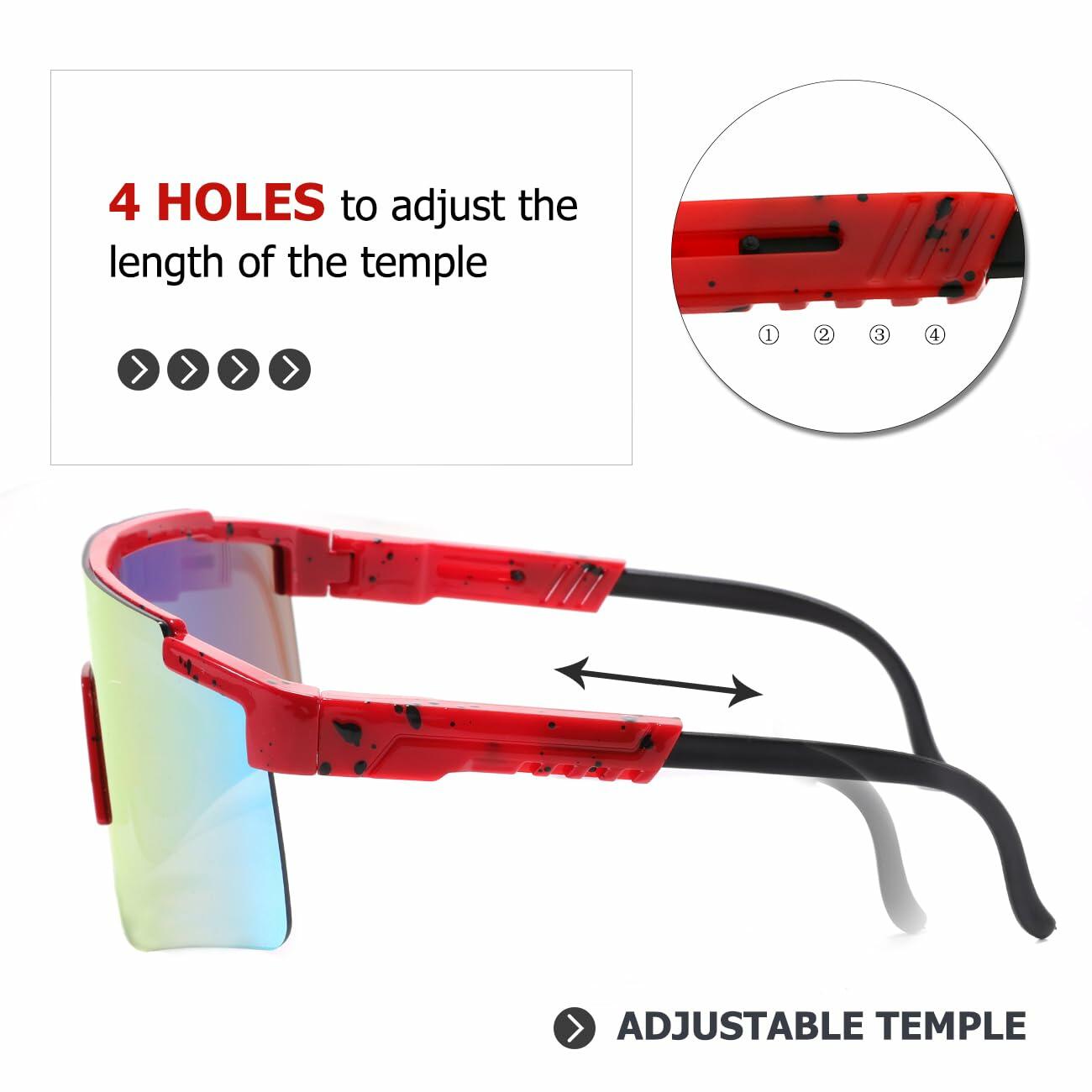 NICBOOY Sports Fan Oversized Sunglasses UV400 Adjustable Temple Unisex