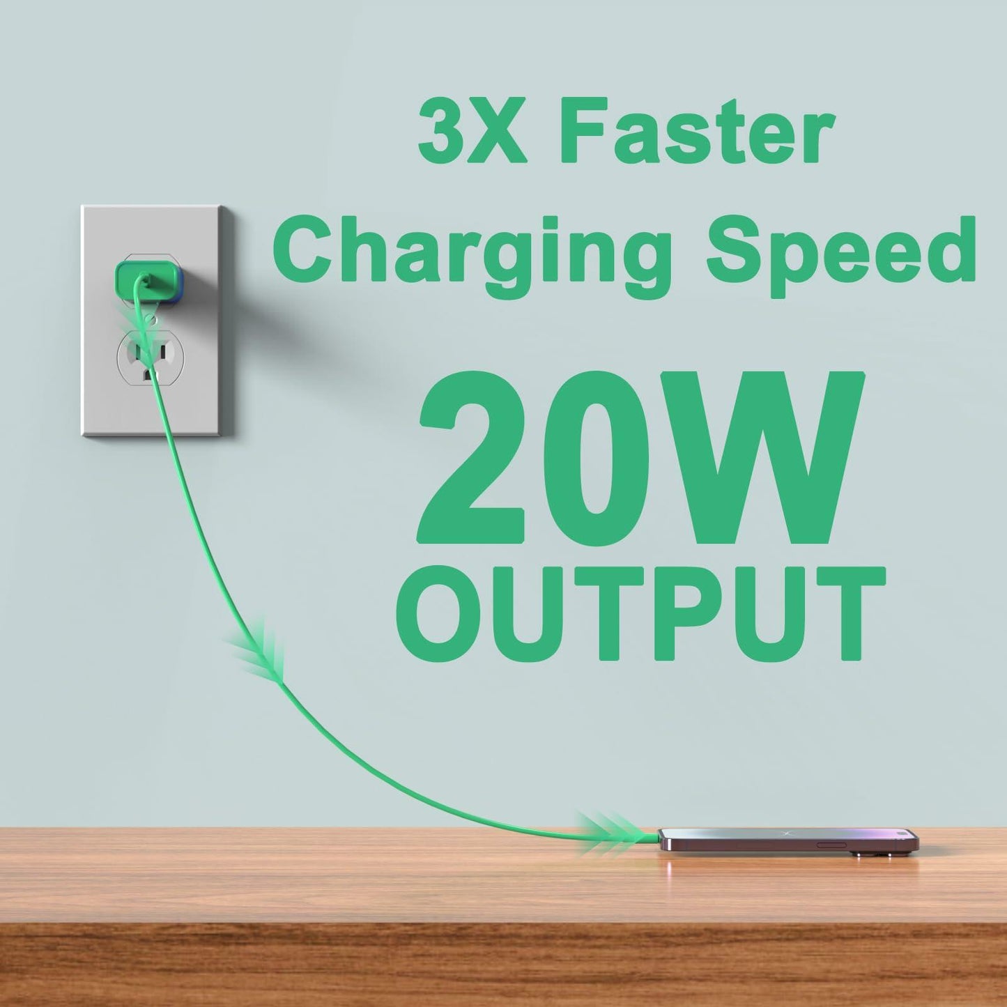 iGENJUN 2Pack USB C Charger Block 20W Fast Charging Type C Wall Charger Gradient