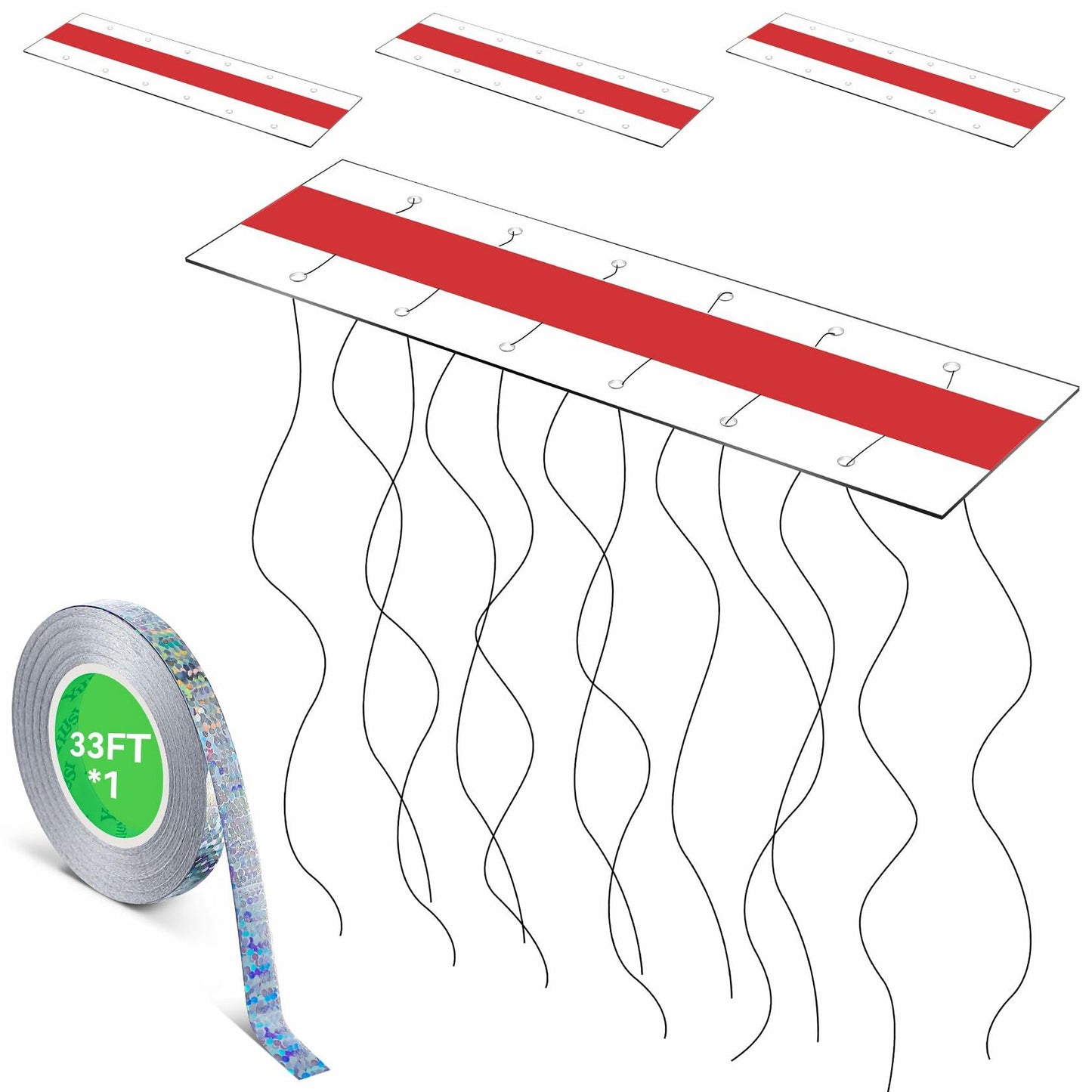 Qualirey Swallow Shield Transparent 3x11 Adhesive Strips 6 Pcs Bird Deterrent