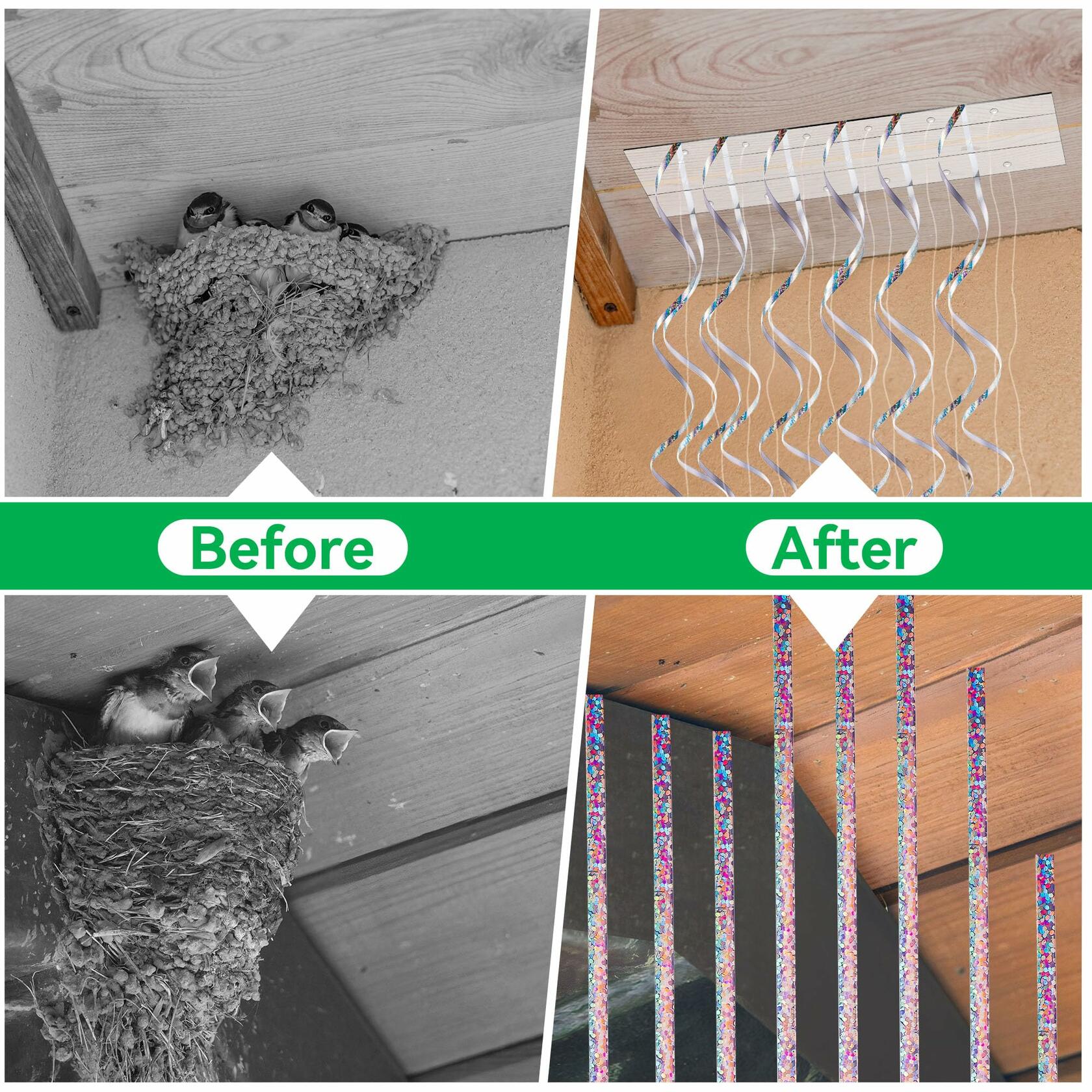 Qualirey Swallow Shield Transparent 3x11 Adhesive Strips 6 Pcs Bird Deterrent