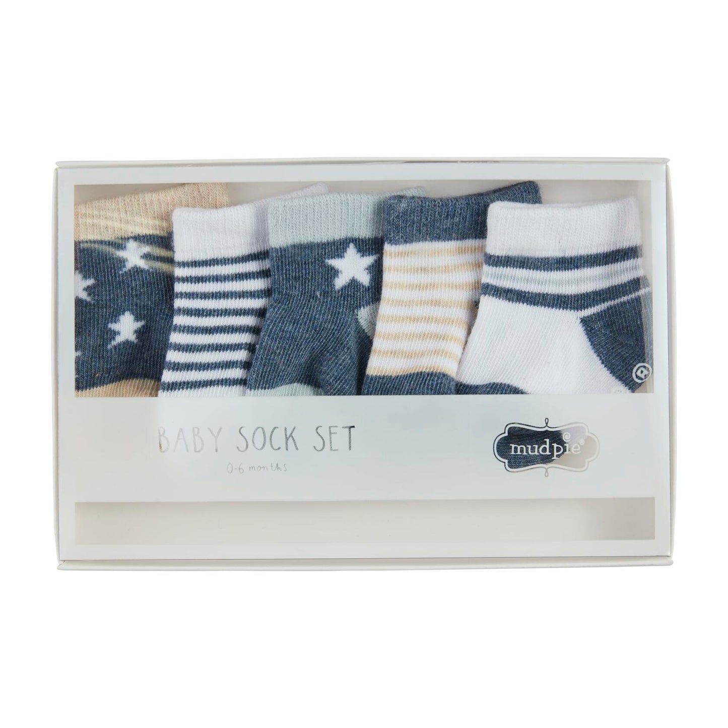 Mud Pie Children's Navy Star Sock Set; 0-6M