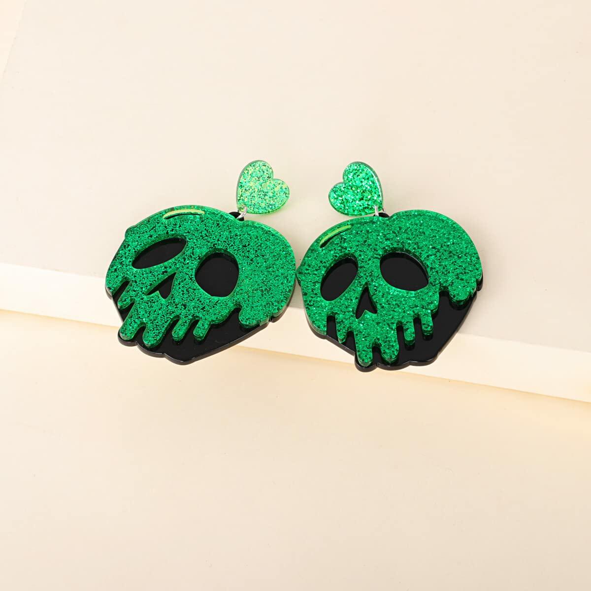 3 Pairs Halloween Horror Skull Earrings acrylic Gothic Skull Pumpkin Earring For