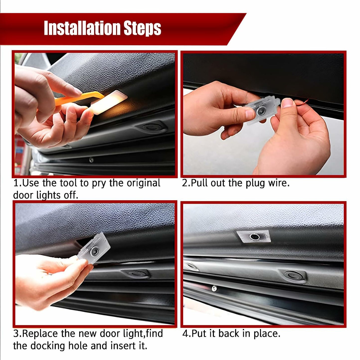 Reanna 2pcs Never Fade Car Door Lights Logo Projector Compatible with Dodge