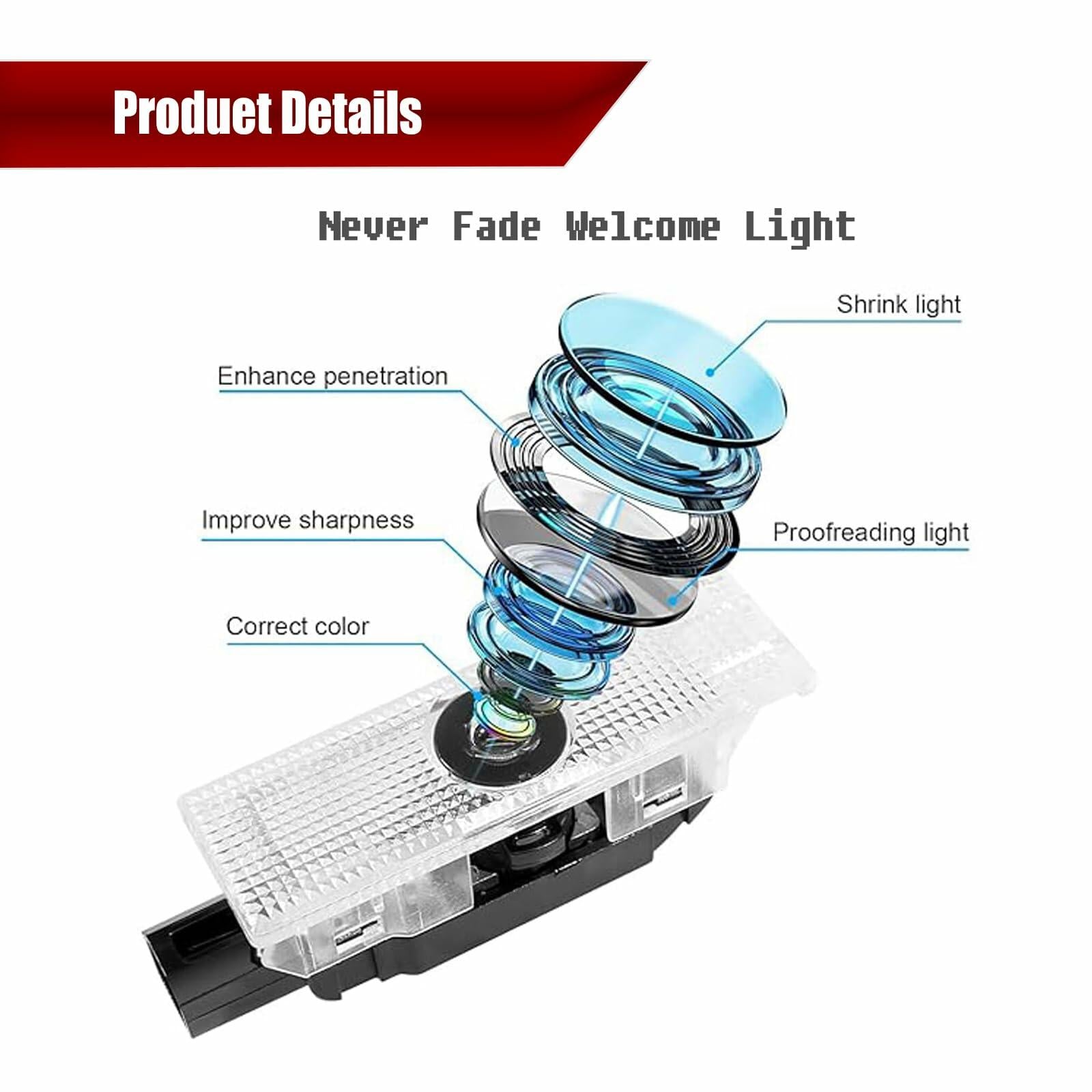 Reanna 2pcs Never Fade Car Door Lights Logo Projector Compatible with Dodge
