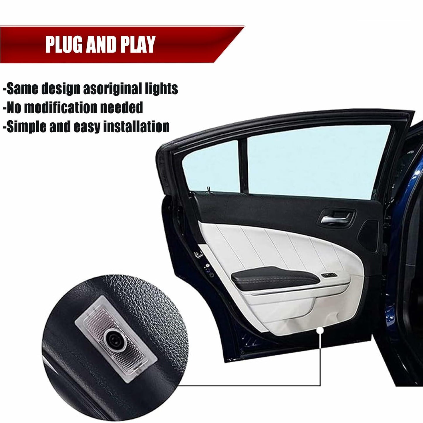 Reanna 2pcs Never Fade Car Door Lights Logo Projector Compatible with Dodge