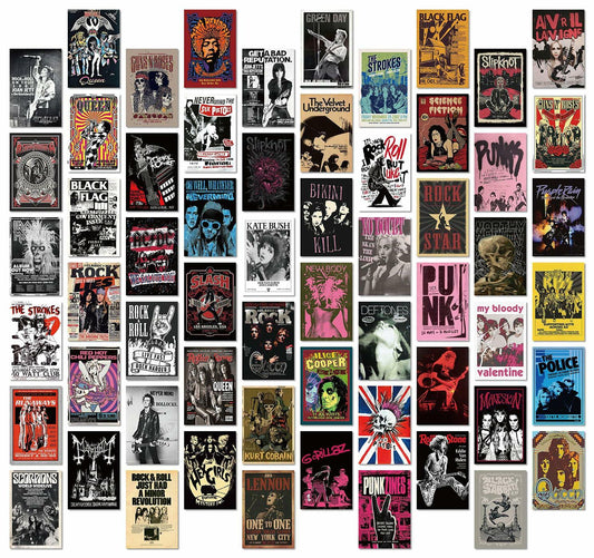 JZHLLOY Punk Hip Hop Rap Wall Collage Kit Retro Black Paper Posters