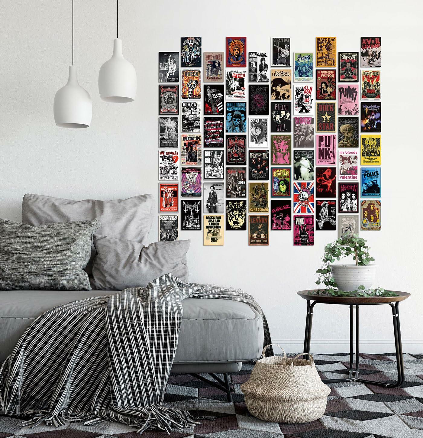 JZHLLOY Punk Hip Hop Rap Wall Collage Kit Retro Black Paper Posters