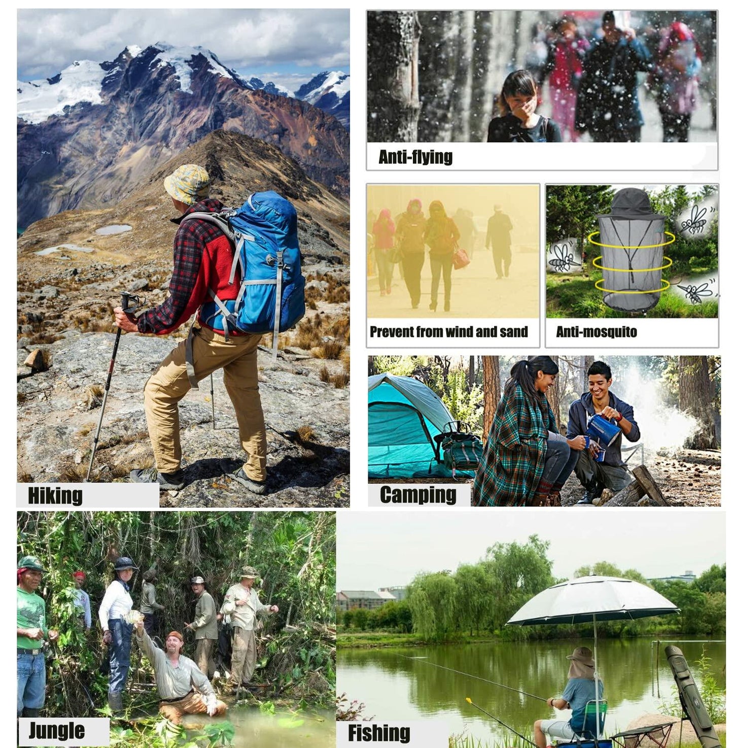 TOPOQ Women Safari Sunhat with Mosquito Net Boonie Hat Khaki Polyester