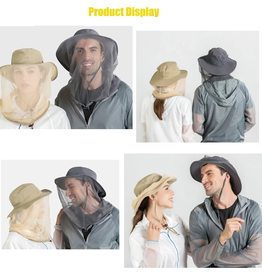TOPOQ Women Safari Sunhat with Mosquito Net Boonie Hat Khaki Polyester