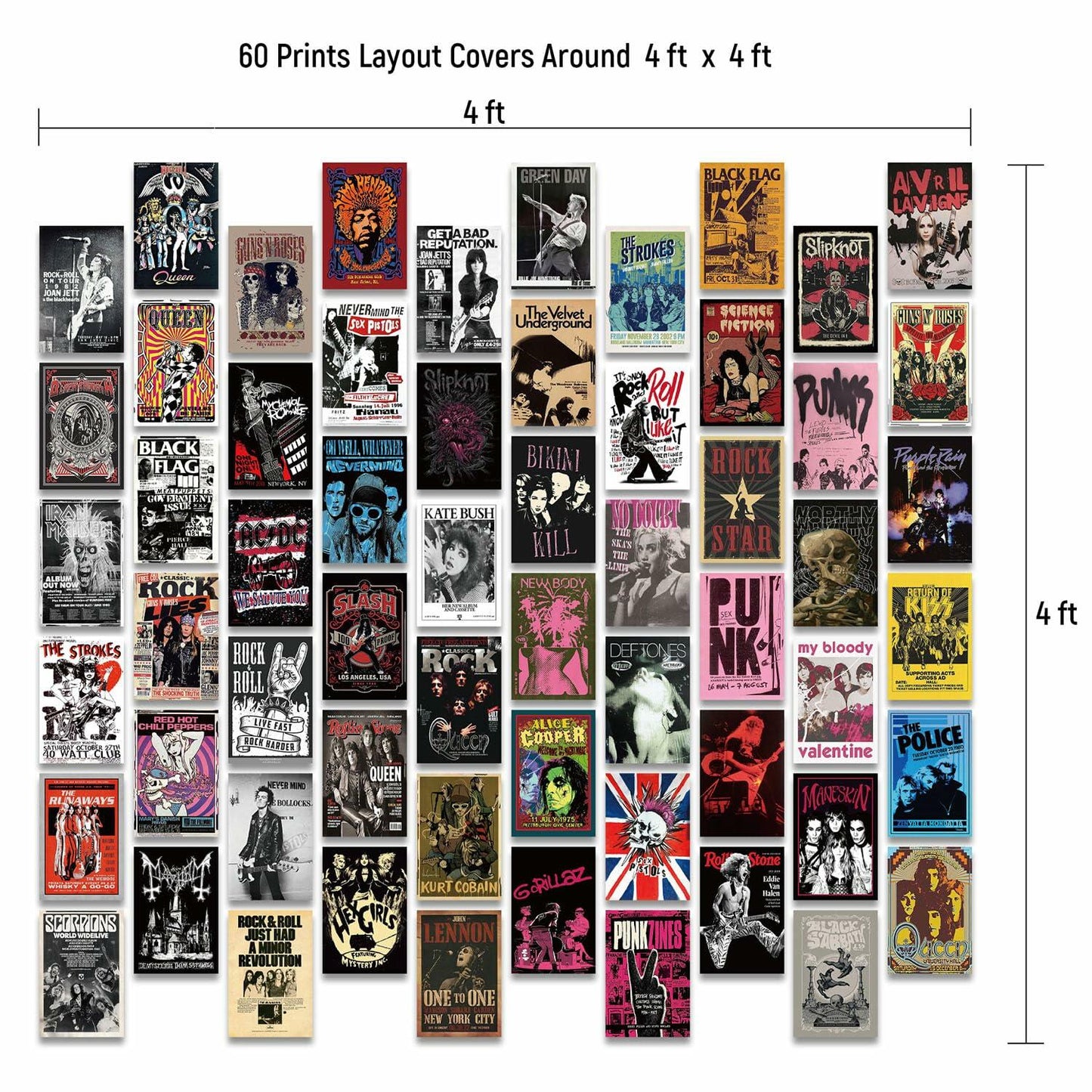 JZHLLOY Punk Hip Hop Rap Wall Collage Kit Retro Black Paper Posters