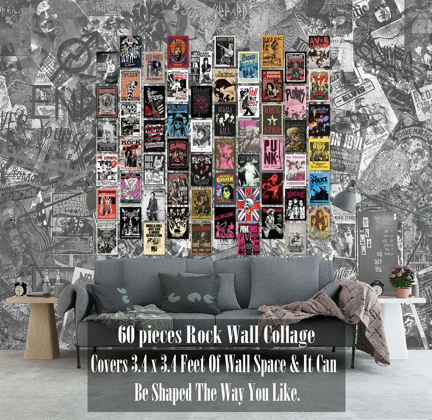 JZHLLOY Punk Hip Hop Rap Wall Collage Kit Retro Black Paper Posters