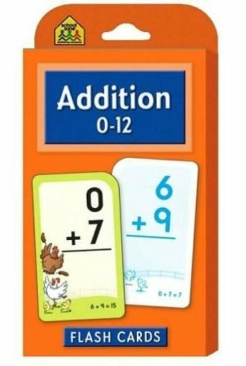 Addition Flash Cards 0 to 12, 54 Cards, Assorted Colors, Educational Math