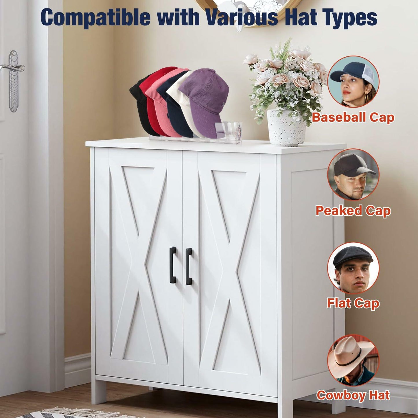 Donkiyana Acrylic Baseball Cap Hat Stand Organizer 14 Caps 2 Pcs Clear