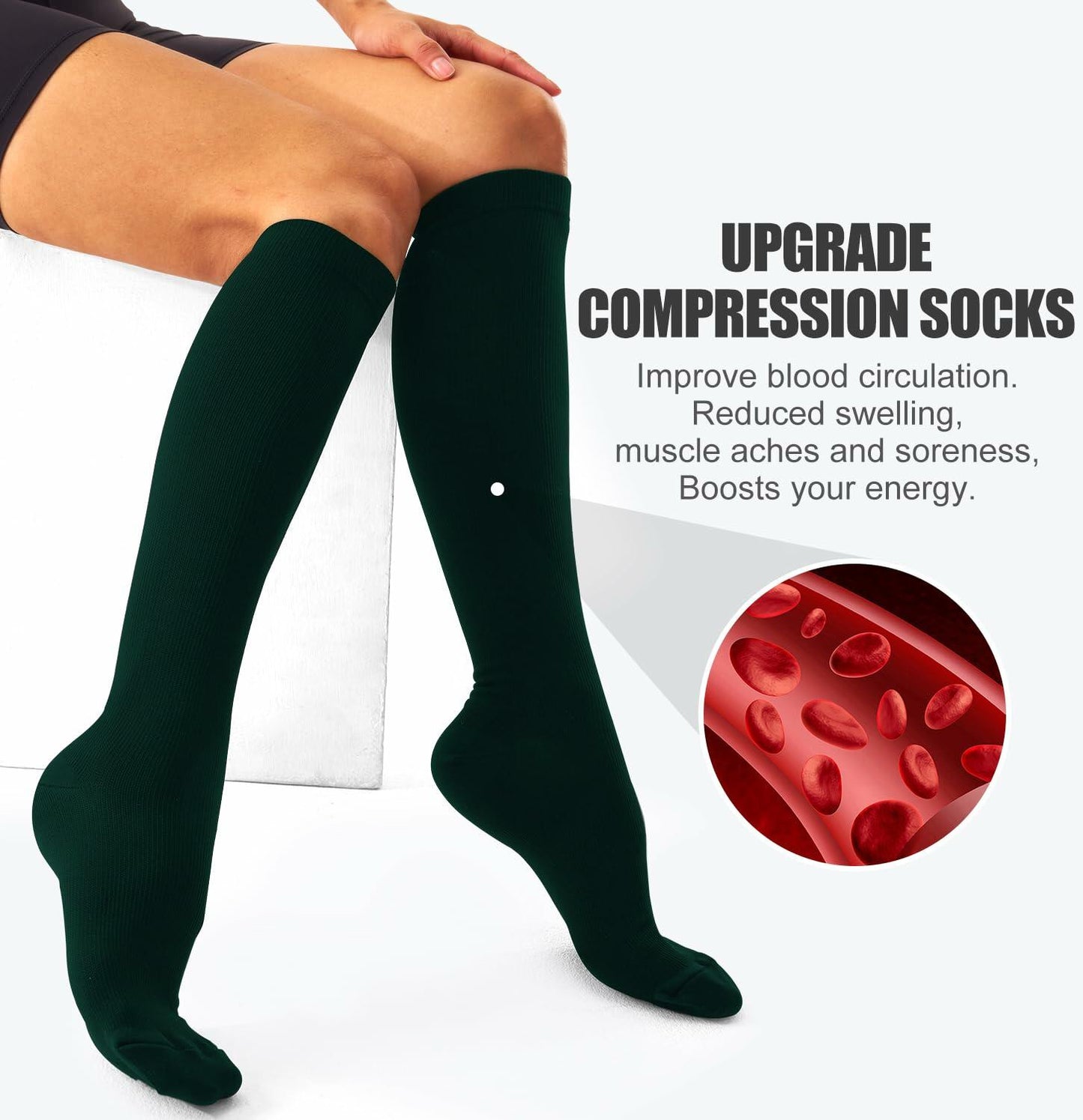 Bluemaple Compression Socks 4 Pairs Circulation Support Running Athletic