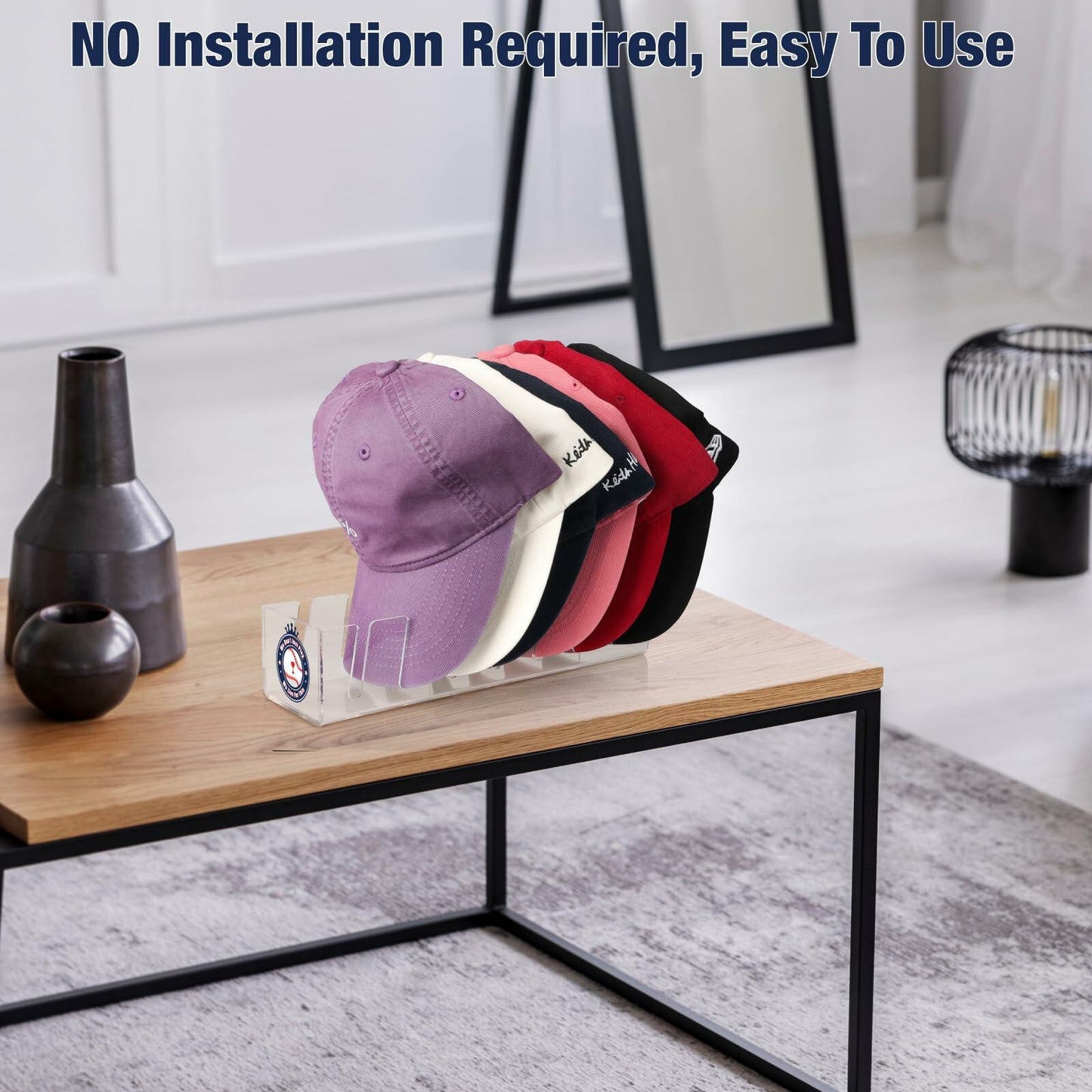 Donkiyana Acrylic Baseball Cap Hat Stand Organizer 14 Caps 2 Pcs Clear