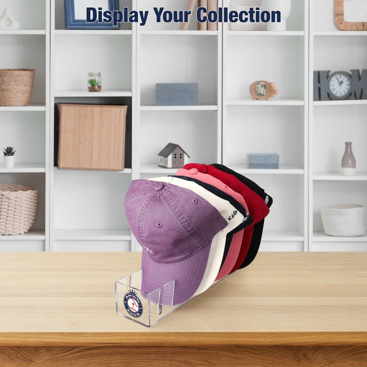 Donkiyana Acrylic Baseball Cap Hat Stand Organizer 14 Caps 2 Pcs Clear