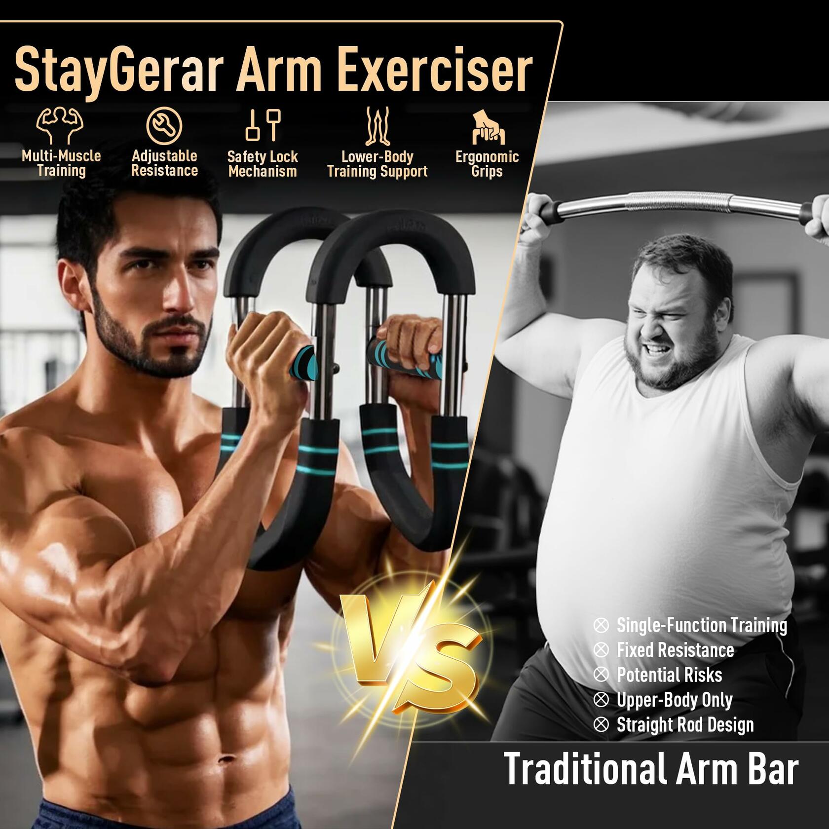 BESTOKAY Twister Arm Trainer Adjustable Resistance 70-90LBS Blue 2-Level